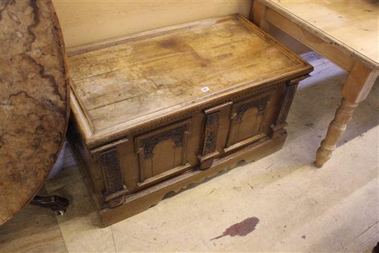 A 19th century Swiss walnut coffer, W.3ft 10in.